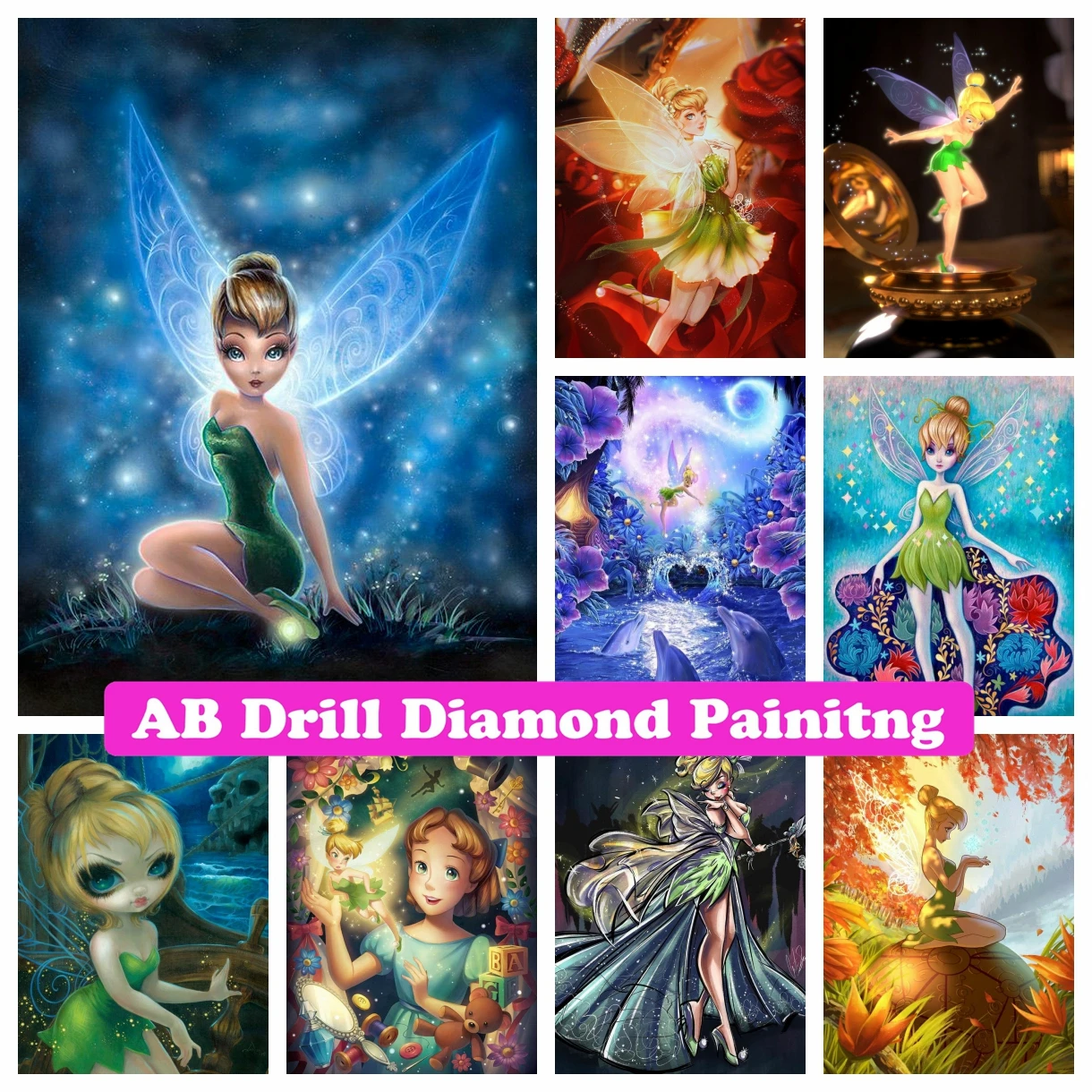 

Disney Fairies Tinker Bell 5D AB Drill Diamond Painting Mosaic Cartoon Rhinestones Cross Stitch Handmade Craft Children's Gifts