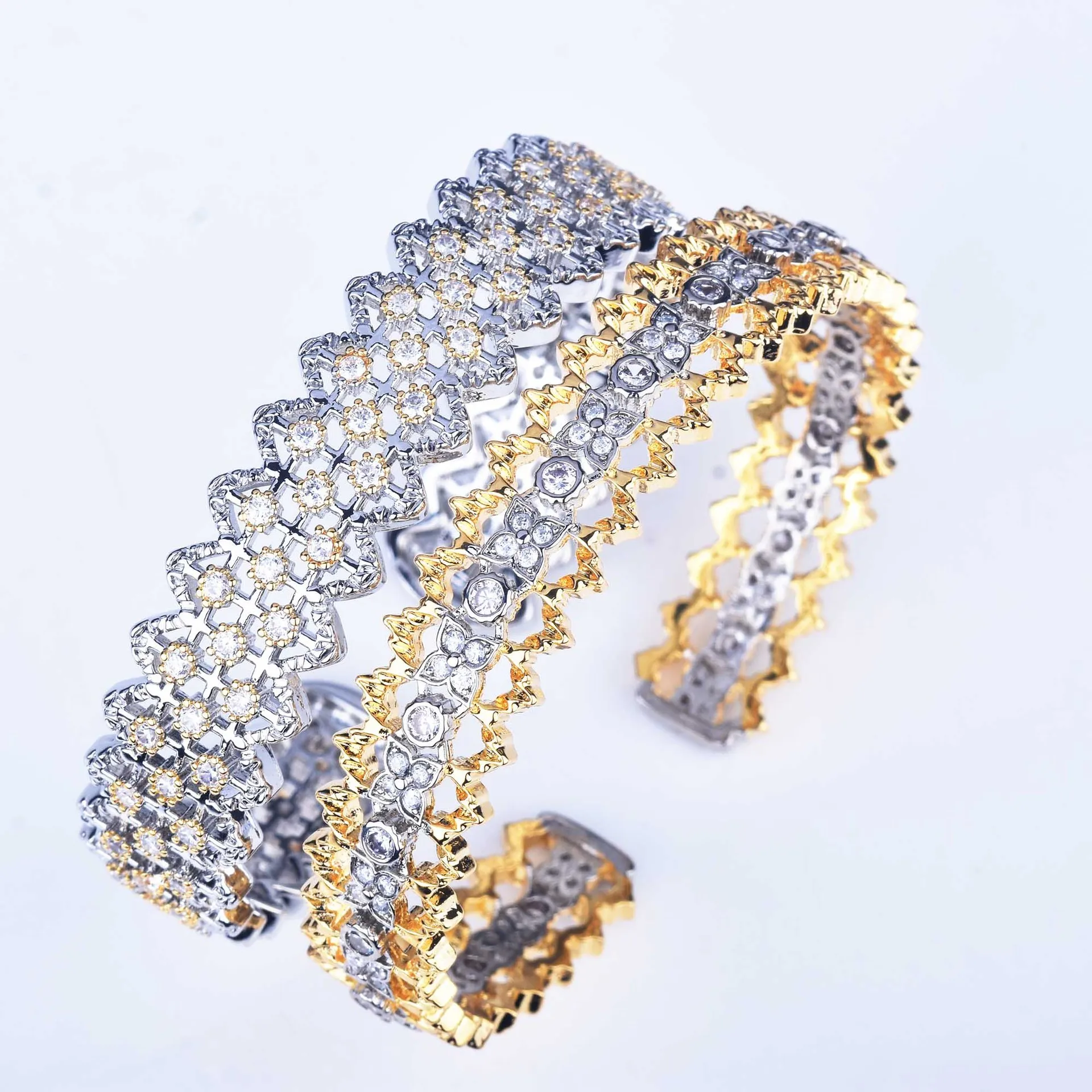 Brushed Craft Retro Lace Silver Bracelet Light Luxury Mesh Full Diamond Bracelet