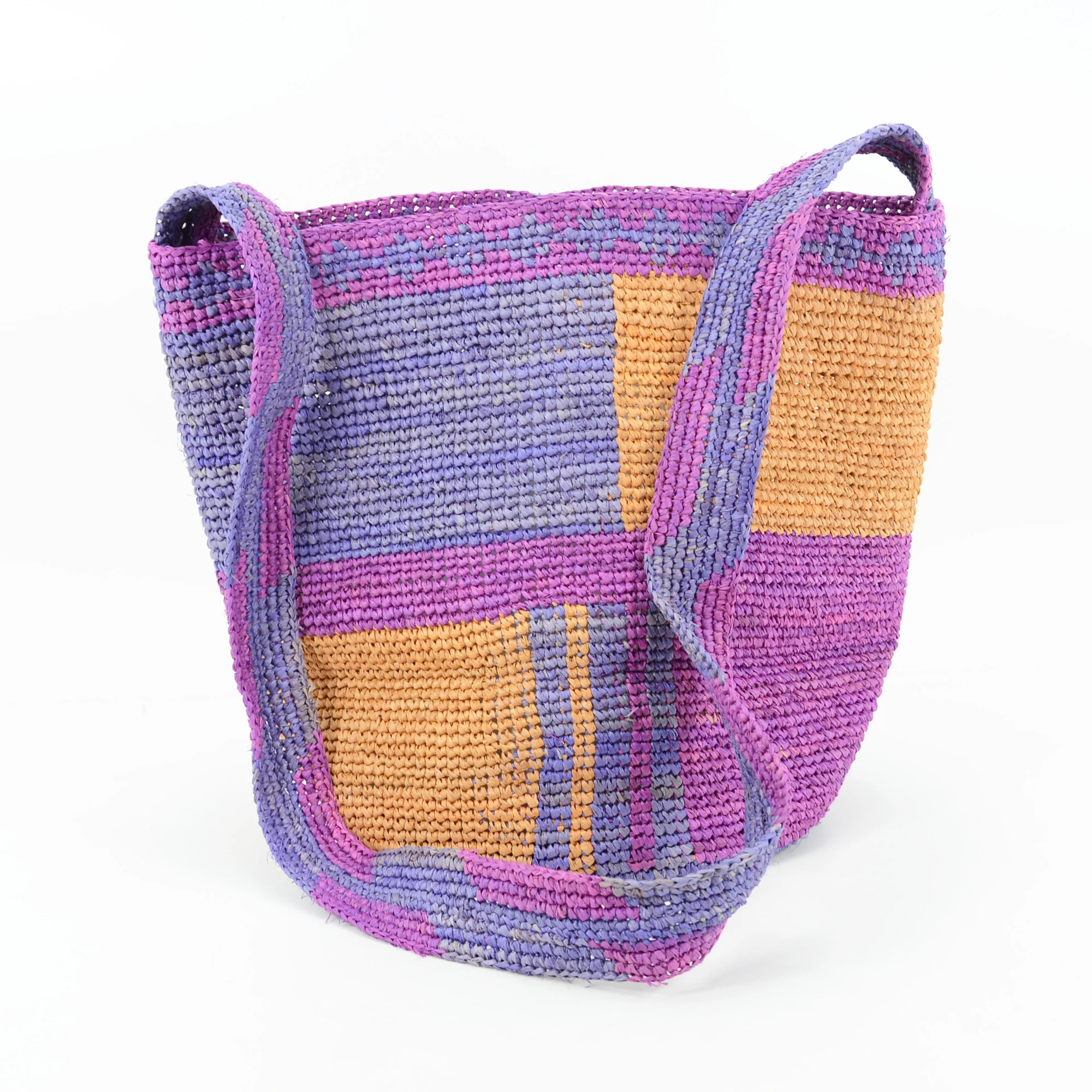 Colorful Striped Raffia Cross Body Bag