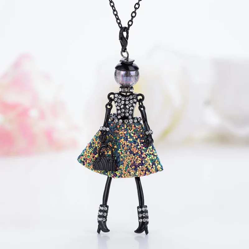 6 Colors New Fashion Doll Baby Necklace! Winter Various Colors fur Doll Key Chains Women Femme Accessories Jewelry Female Gifts