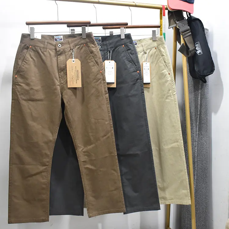 

Heavyweight Amekaji Casual Loose Straight Fit Pants for Men American Retro 2026 Spring/Autumn Slub Cotton Workwear Trousers