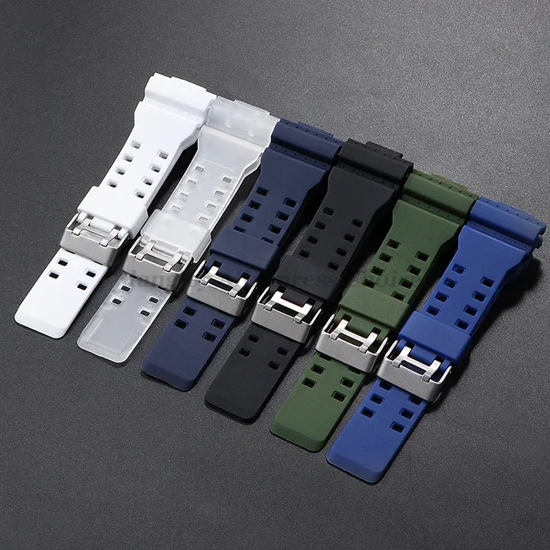 Strap for Casio for GA-100/110/140/200/400/700 GD-100 G-8900 GW-8900 Men Sport Waterproof Resin Silicone Watch Band 16mm