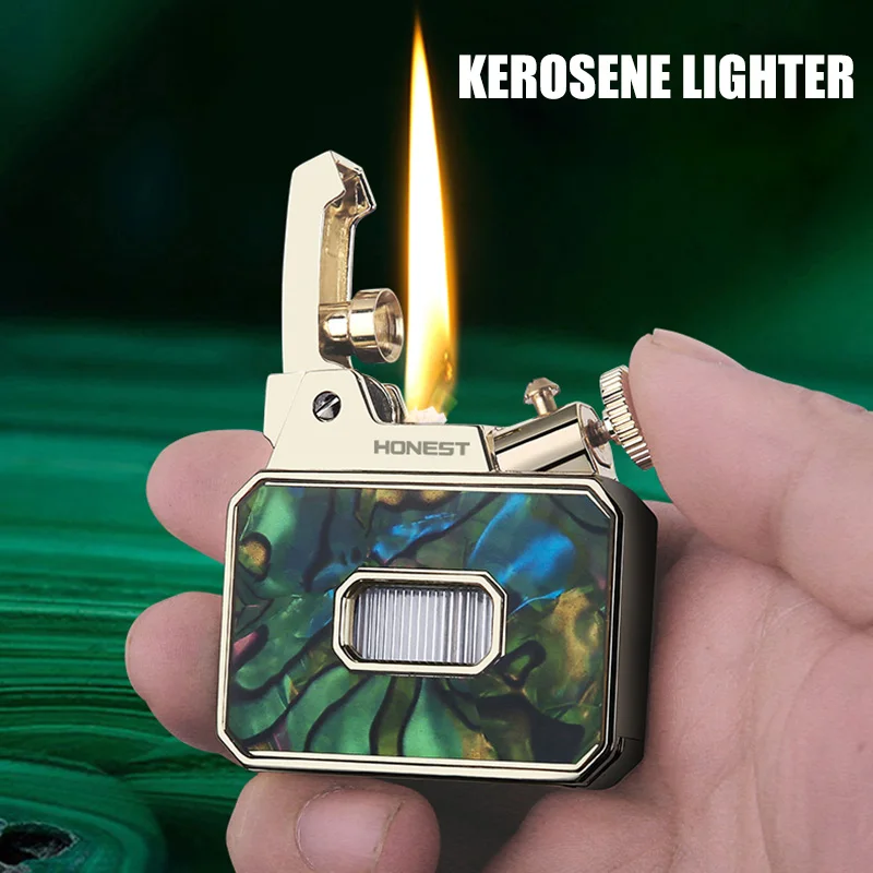 

HONEST Lighter Compact Body Safety Lock Design Push-to-Ignite All-Metal Construction Dust Cover Design