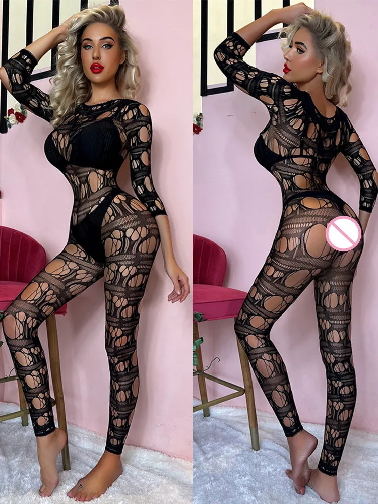 Female Sexy Outfits Adult Fashion Full Body Stockings Erotic Tights Lingerie See Through Hollow One-piece Sexiest Bodysuit