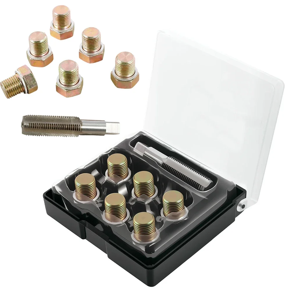 1set Oil Drainplug Tap Thread Repair Kit For Repairing Oil Pan Transmission And Differential Drainplugs Thread Repair Tool