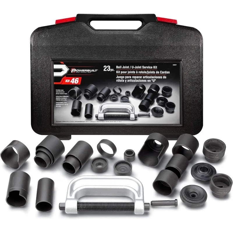 Powerbuilt Ball and U Joint Service Set, 23 Piece Tool Kit, Remove and Install Ball Joints, Receiving Tube,new