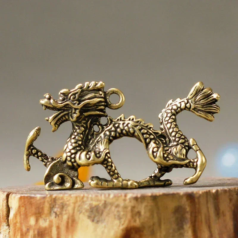 Chinese Beast Dragon Statue Bronze Figurine Ornaments Antique Copper Mythical Animal Miniature Crafts Collection Home Decoration