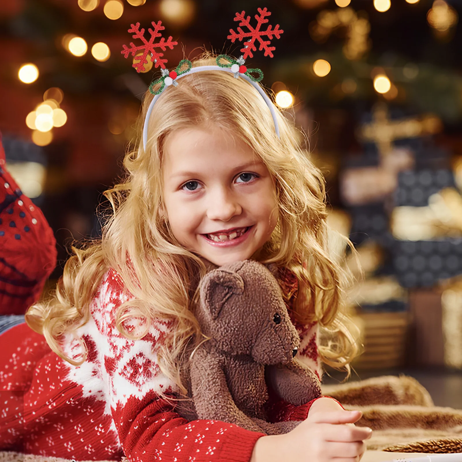 

4Pcs Christmas Snowflake Headbands Glitter Winter Holiday Hair Accessories for Women Festive Party Xmas Costume Headdress