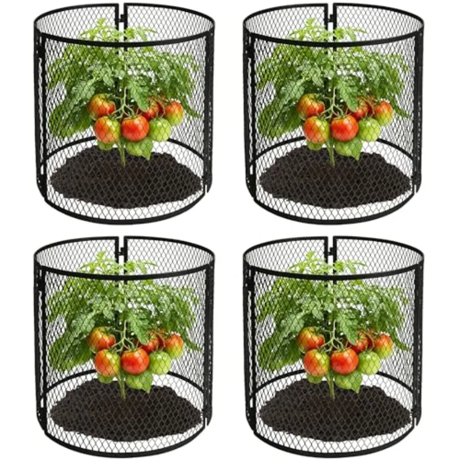 

4 Pack Metal Plant Cage Protectors from Animals-11.8 x 11.8 Inch Garden Plant Protector - Sturdy Bunny Barricades Chicken Wire