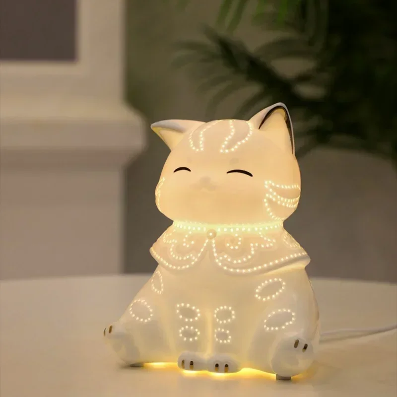 Palace Museum Cat Nafu Ceramic Lamp Decoration Small Night Lamp Birthday Gift Creative Night Light Commemorative gifts ﻿