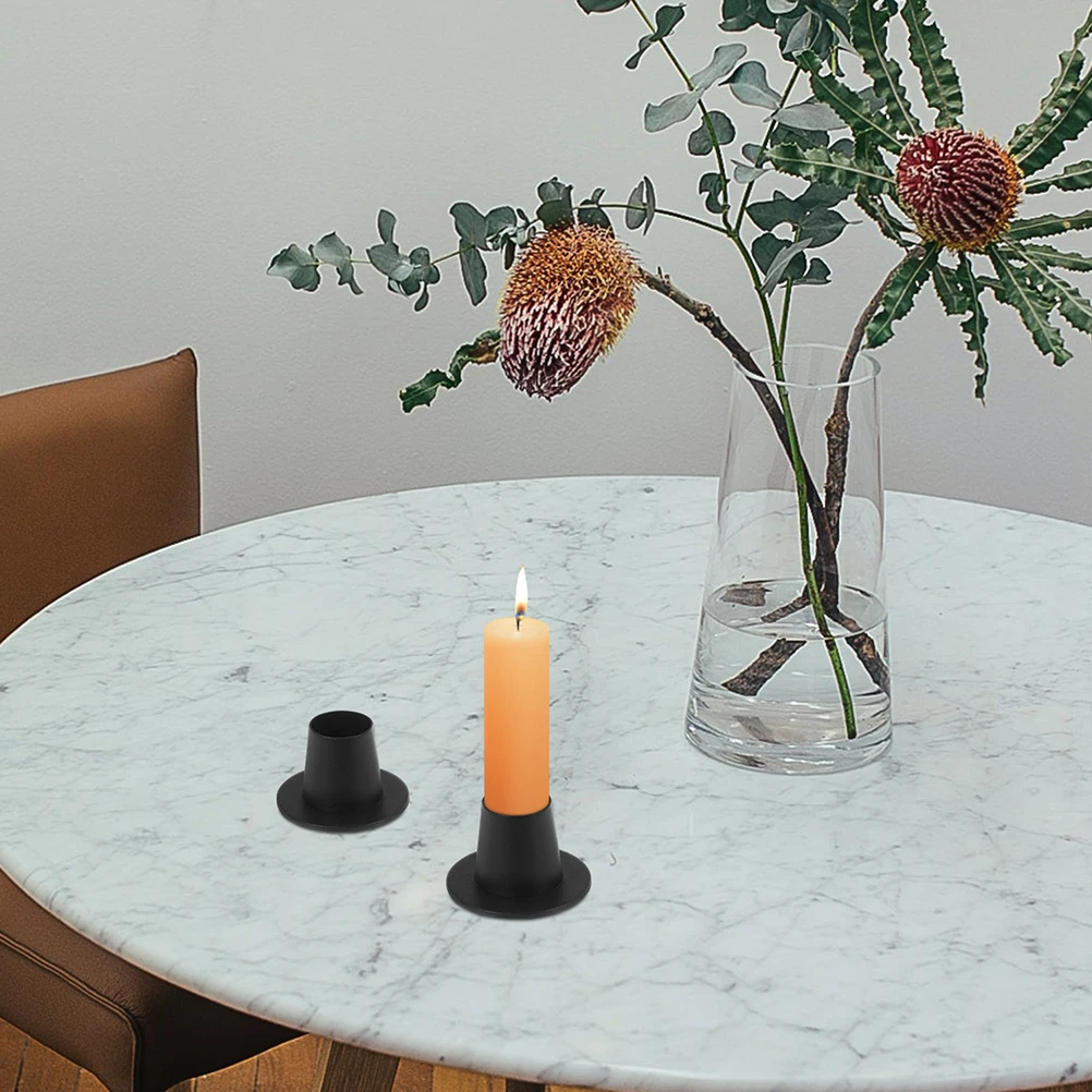 

4Pcs Metal Holder Vintage Style Simple Desktop Pillar Candlestick Wedding Party Decorative Table Centerpiece Warm