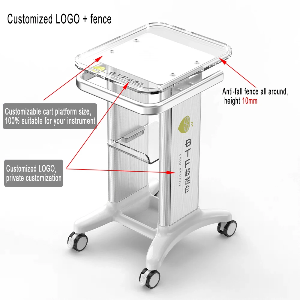 

High Quality Acrylic Salon Beauty Cart Trolley Device for Pico Laser Small Bubbles Salon Beauty Desktop Platform Trolley Cart