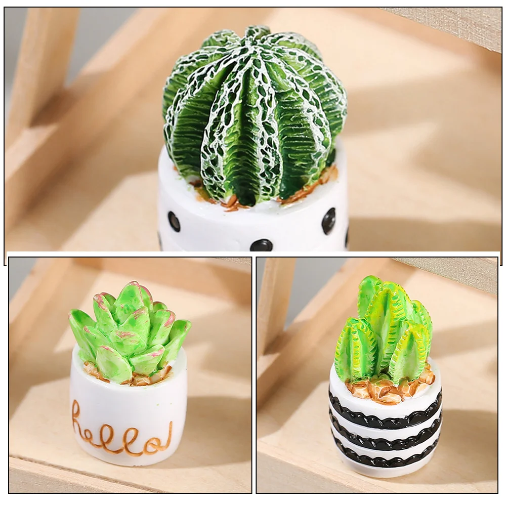 

4pcs Resin Mini Potted Plants Miniature Plants Desktop Decor For Home Office Garden Micro Landscape Ornament