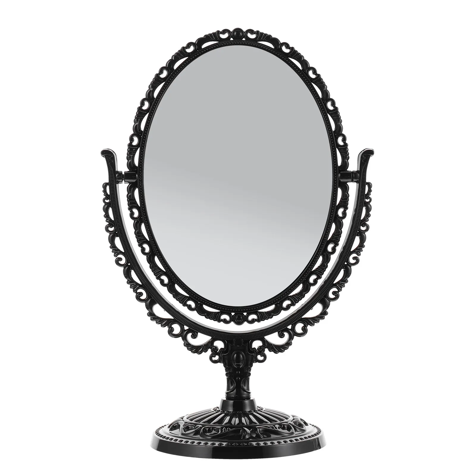 

Ретро-зеркало для макияжа с двойным поворотным механизмом, премиум-класса, в металлической раме, для туалетного столика, для быстрой коррекции макияжа