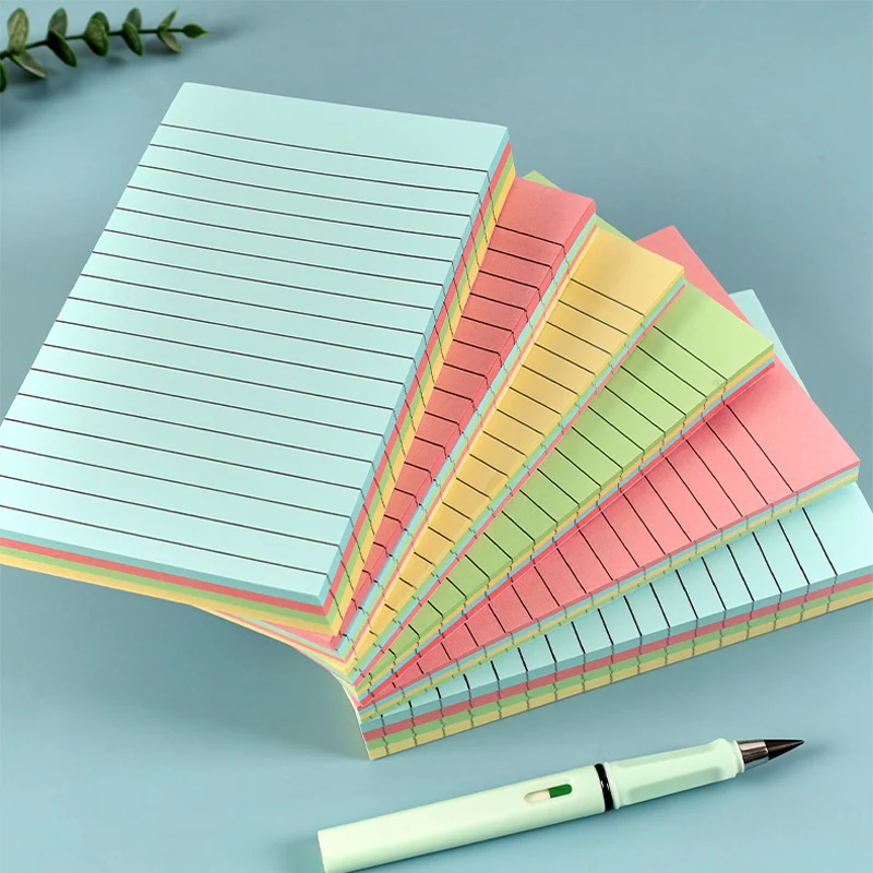 200sheets Line Sticky Notes 4 Colors Portable Student Note Marker Writing Sticky Notes Self-Adhesive Easy Custom Logo Large