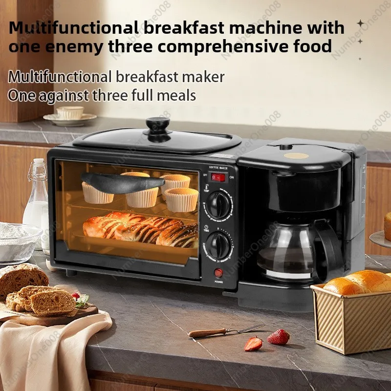 Cross-border 3in1 Breakfast Machine Multi-purpose Three-in-one Steak Oven Coffee Machine Foreign Trade Wholesale Brea