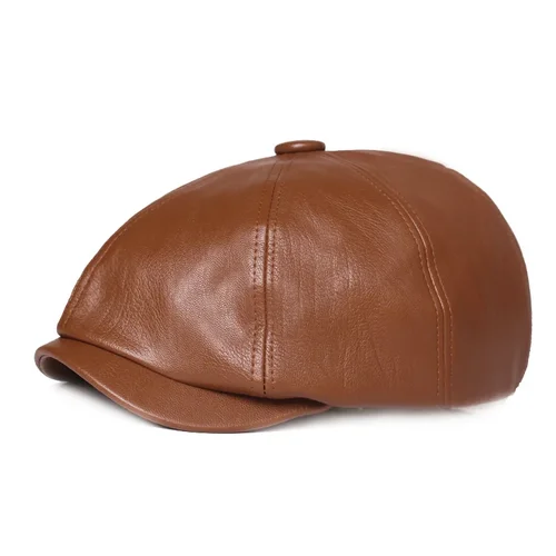 Imagen 2 del producto 2025 Otoño e Invierno Gorras de cuero sólido Newsboy Gorra plana con visera Hombres y mujeres Boina de pintor Sombreros 129