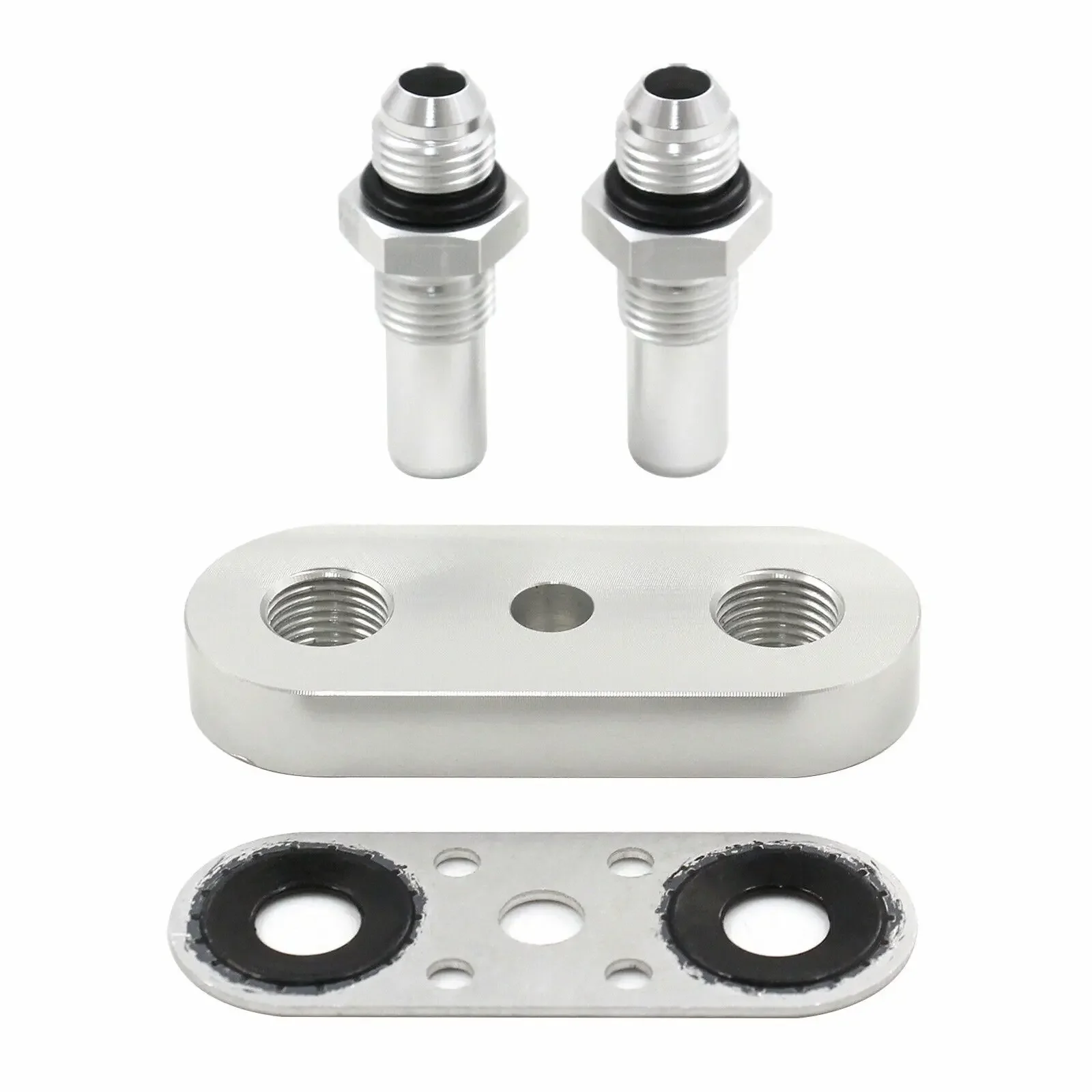 551121-6AN Transmission Cooler Line Adapter Plate with 6AN Fittings Seal For 6L80E 6L90E 8L90E EM-1039-S