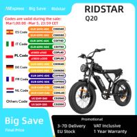 Ridstar Q20 Mini Electric Bike 1000W Motor 48V 15AH Battery 20*4.0 inch Fat Tires E-Bike 40km/h Fat Tire Snow Electric Bicycle