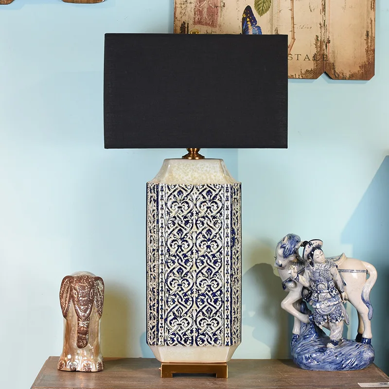 

Simple and creative American ceramic desk lamp for home use, warm wedding room bedroom bedside lamp, American living room desk