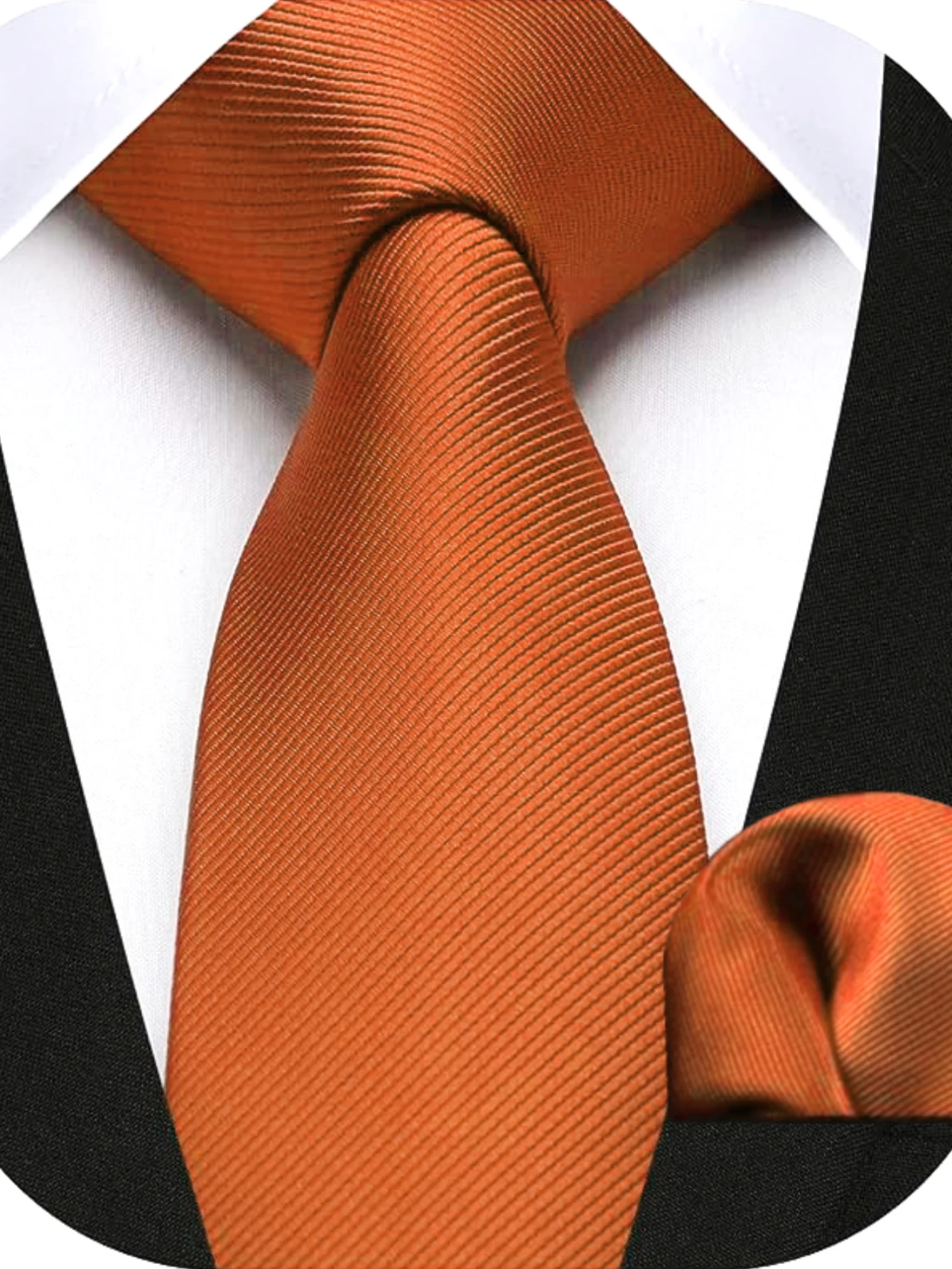 JEMYGINS Herren-Krawatte, schmal, einfarbig, 6 cm, Seidenkrawatte, Einstecktuch-Kombi-Set, geeignet für Herren, Geburtstagsgeschenke, Hochzeiten, Business – Detail 3