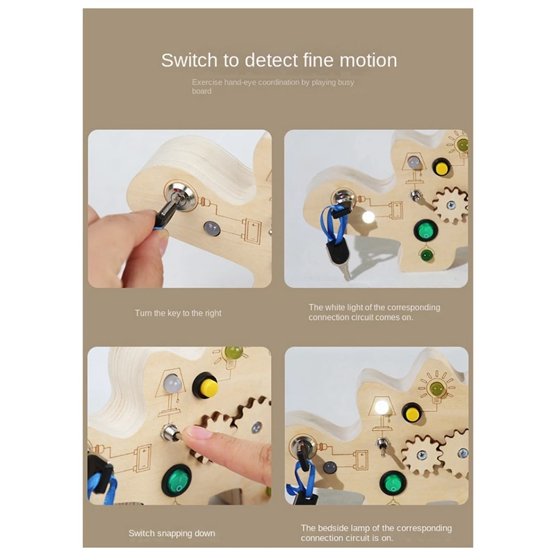 Children's Wooden Dinosaur Circuit Board Wooden Busy Board Circuit Exercise Manual Ability