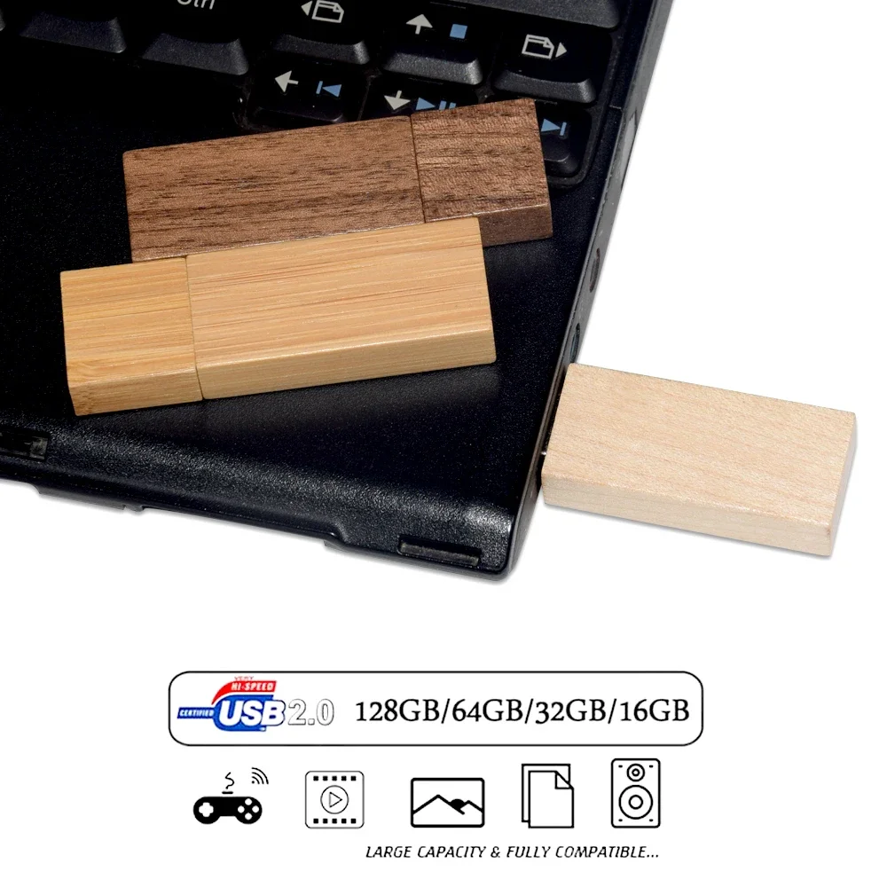 50 Stuks Custom Logo Pen Drive Echte Capaciteit Houten Usb Flash Drives Geheugenstick 64Gb/32Gb/16Gb/8Gb/4Gb Pendrive