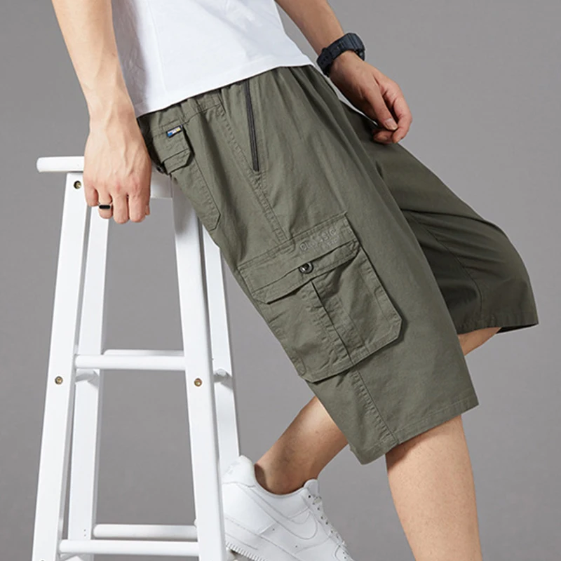 Men Military Cargo Shorts Multi Pocket Casual Cargo Shorts Fitness Work Pants Male Summer Tactical Shorts Joggers Hiking Pants
