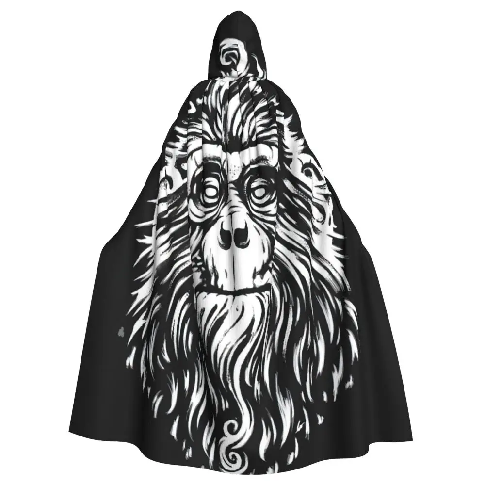 Monky Hooded Cloak Halloween Party Cosplay Woman Men Adult Long Witchcraft Robe Hood