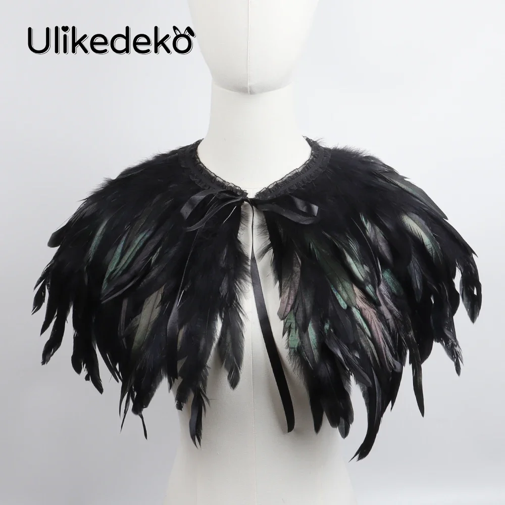 

Women Feather Shrugs Shawls Feather Shoulder Wrap Capes Jacket Gothic Costume Accessories Halloween Rave Party Prom Clothes