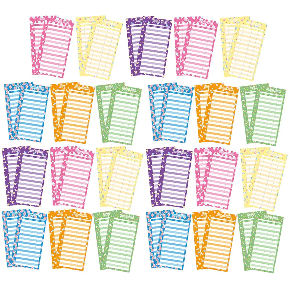 50 ورقة من مخطط الميزانية المطبوع بالحلوى، أوراق تتبع ثقب الورق، أداة الإدارة المالية المحمولة للمكتب المنزلي #4