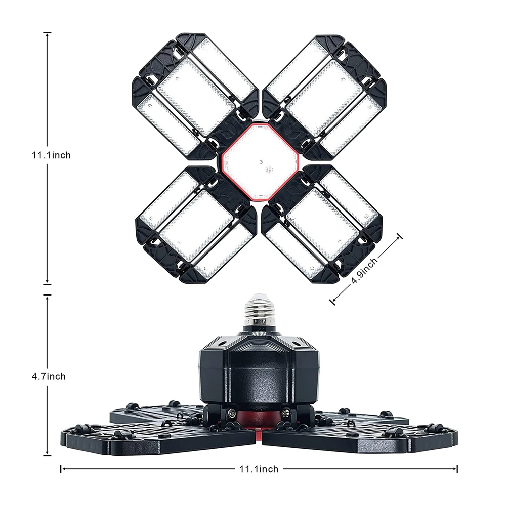 E27 odkształcalna lampa garażowa LED wysoka zatoka warsztatowa lampa sufitowa wiatrak LED DeformableIndustrial lampa do warsztatu