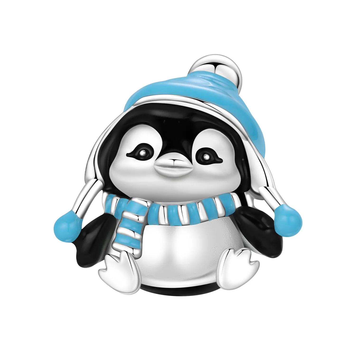 

PANPOKI 925 Sterling Silver Blue Hat Little Penguin Beads Pendant Decoration DIY Birthday Party Gift Jewelry Bracelets Accessory