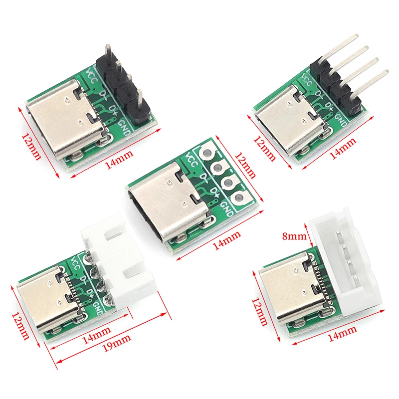 USB Type-C Female PCB Breakout Board Type C Connector Wiring Adapter For Data Transmission Cable