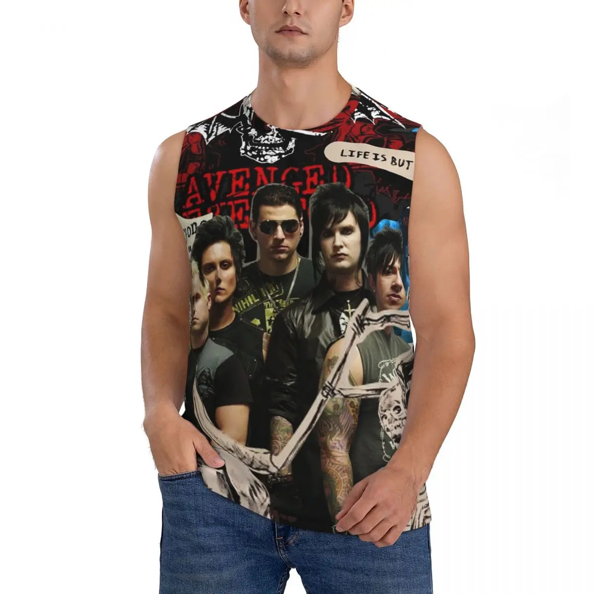 Avenged Sevenfold Men Sleeveless Tank Tops Quick Dry Breathable Gym Fitness Running Summer Casual Sport Vest