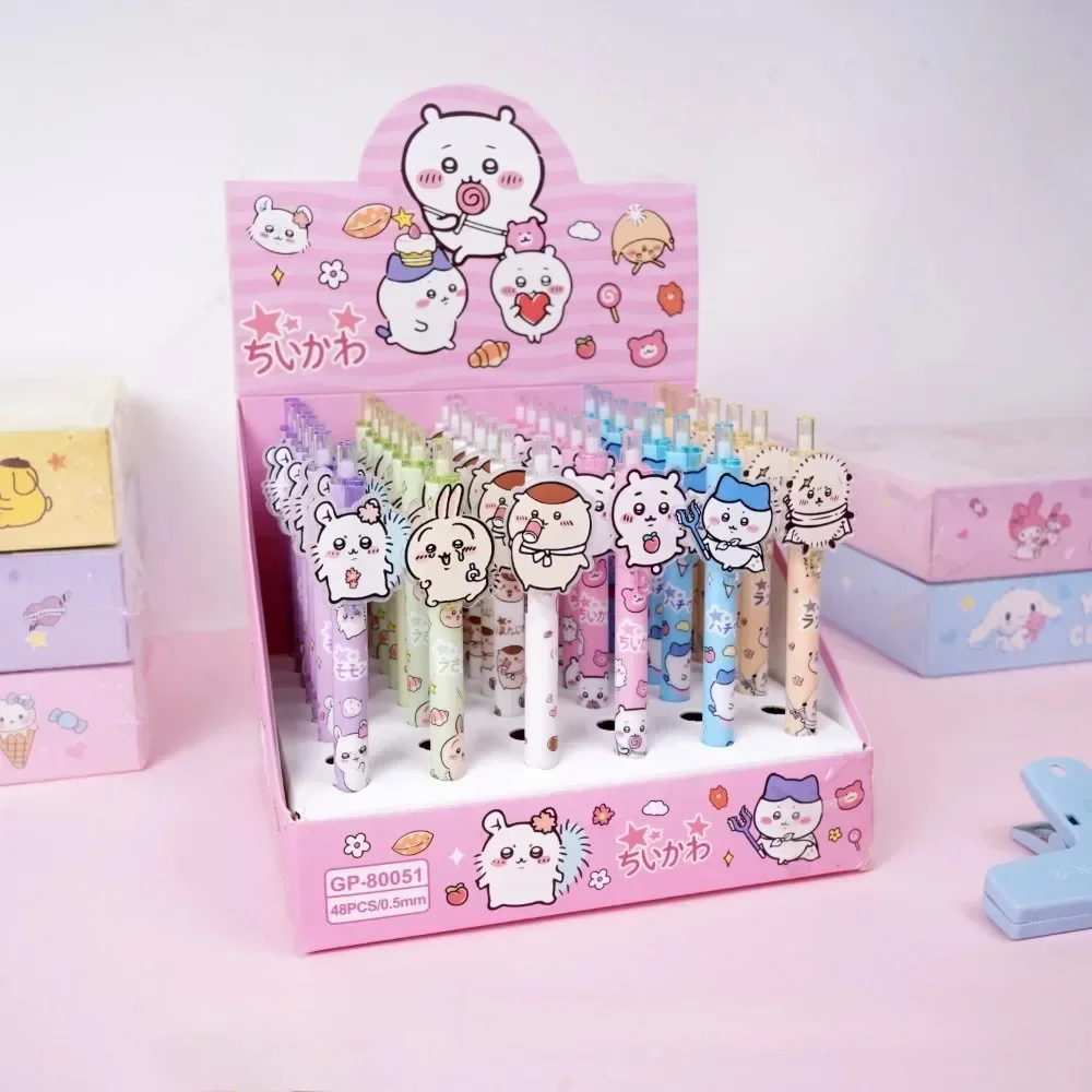1-48pcs Cartoon Chiikawa Usagi Hachiware Character Patch Press Pen Black Gel Pen Student Stationery Supplies Back-to-School Gift view 6