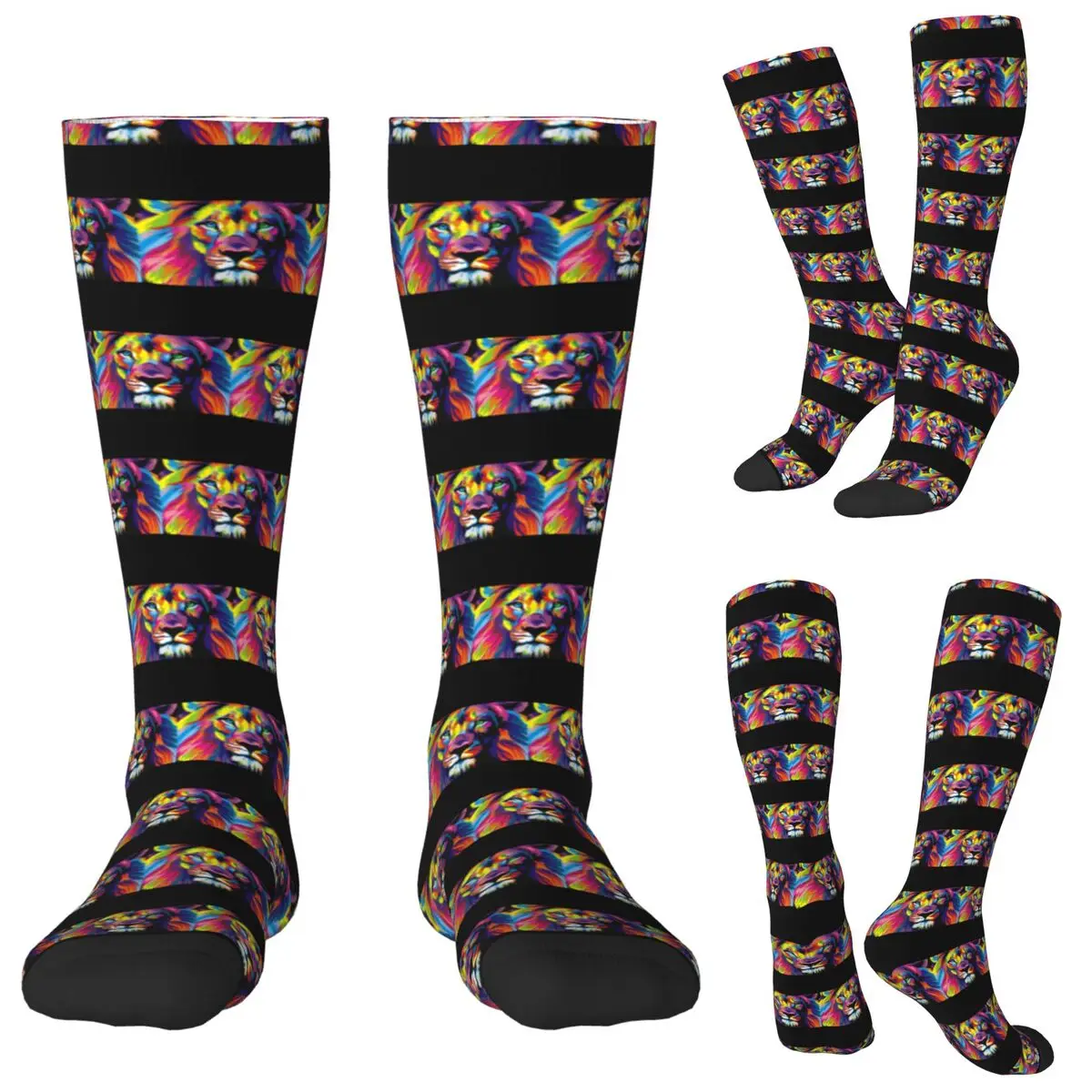 

Banksy Rainbow Lion Graffiti Pop Art Painting Socks Harajuku Stockings All Season Long Socks Accessories for Man Woman Gifts