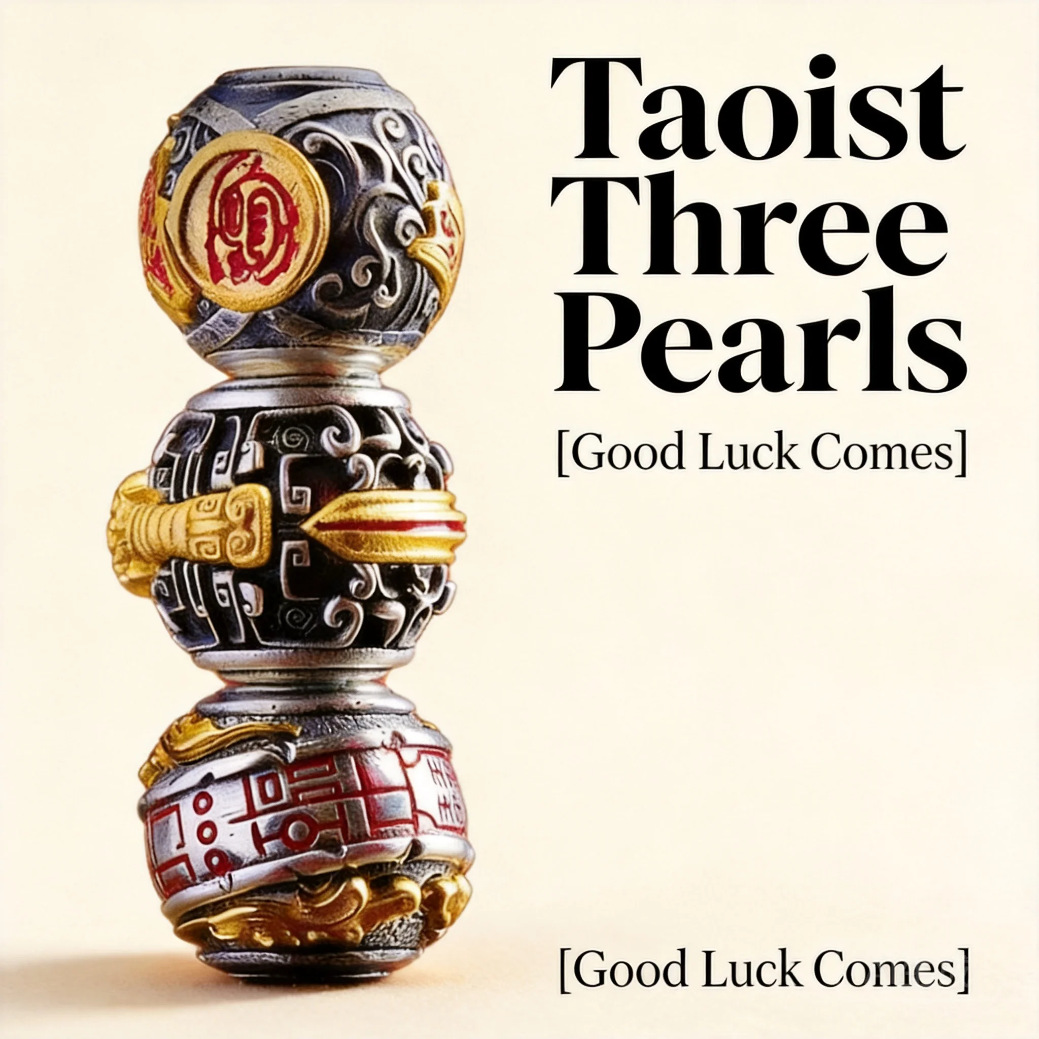 Chinese Style Taoist Spacer Beads Tai Chi Tianshi Sword Nine Words Mantra Lucky Blessing Beads For 108 Bodhi Bracelet Necklace