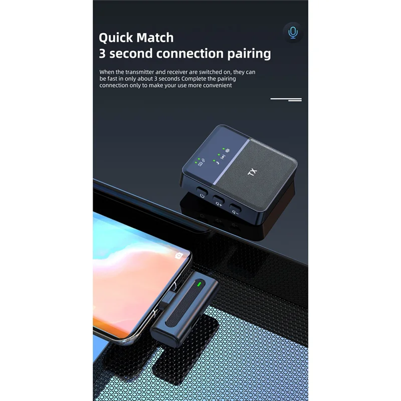 ميكروفون لاسلكي متعدد الاتجاهات ومكثف للكاميرا والهواتف الذكية للمقابلة