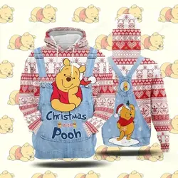 Christmas 2024 Women's Hoodie Spring Fall Disney Winnie The Pooh 3d Print Long Sleeve Pullover Trendy Street Casual Female Tops