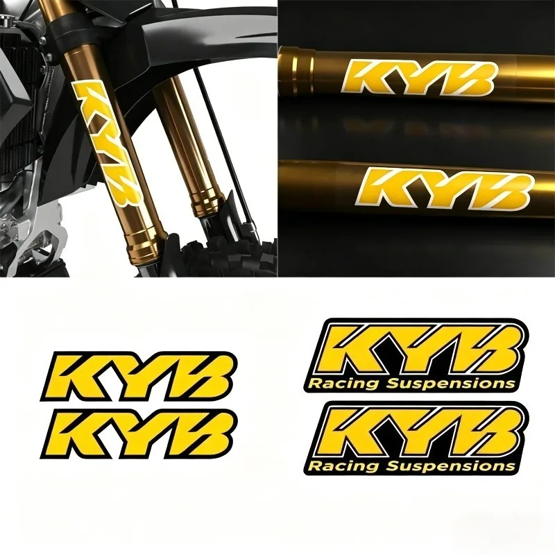 2Pcs KYB Racing Suspensions Fork Stickers, Waterproof Scratch‑Resistant Vinyl Decals for Motorcycle Front Shock Absorber