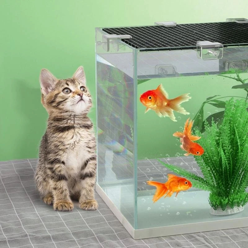 Aquarium Fish Clear Landscape Bracket Protective Net Anti-Escape Net Clip W91B