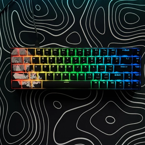 Imagen 2 del producto Teclado mecánico para juegos, conexión con cable USB-C ergonómica, teclado para juegos con cable retroiluminado 60% RGB, teclas PBT,