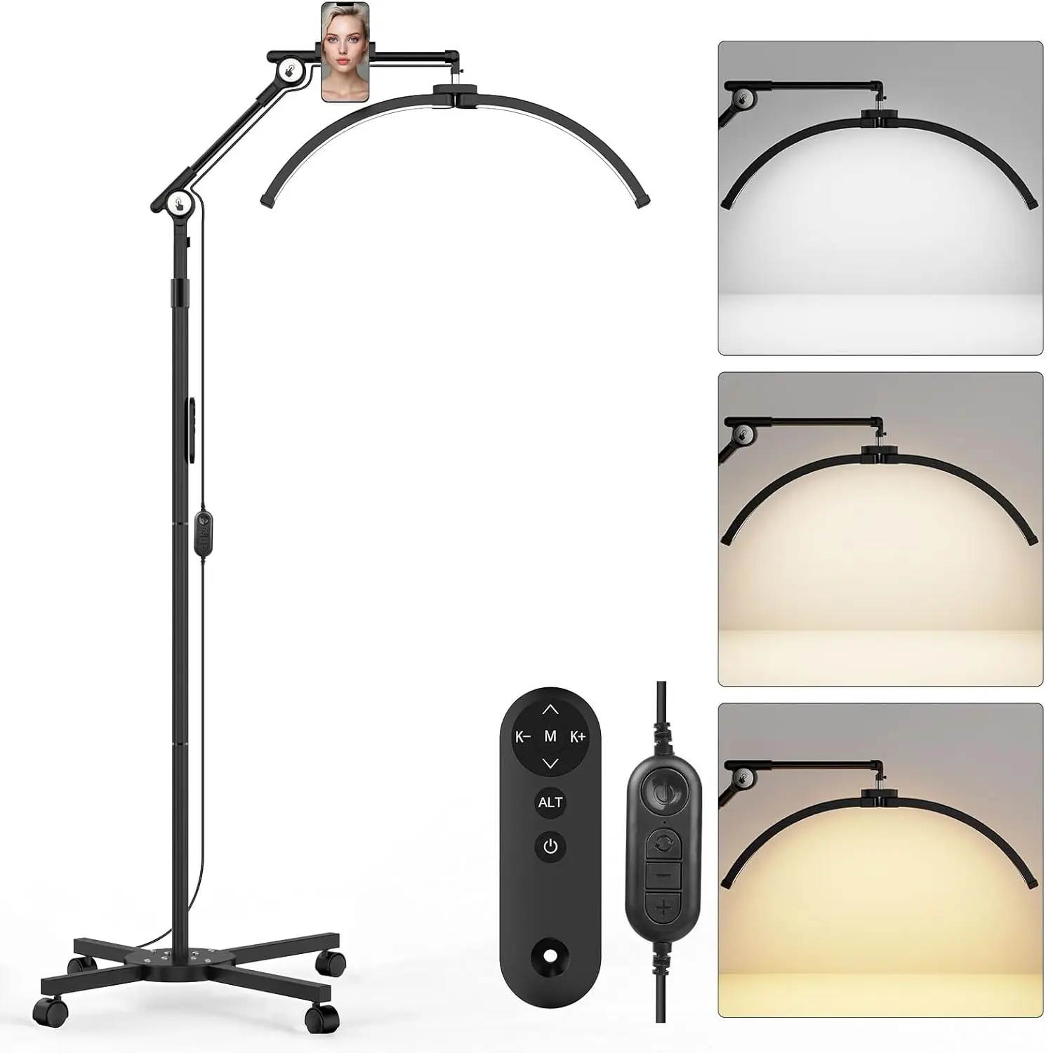 Adjustable Half Moon Lash Lamp with Phone Holder, 57