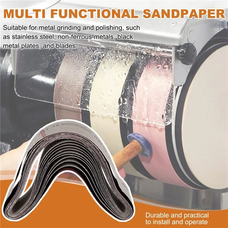 10Pcs Sanding Belts For Grinding Polishing Mixed 60/ 120/ 150/ 240 Grit 50 X 686 Mm-A55K