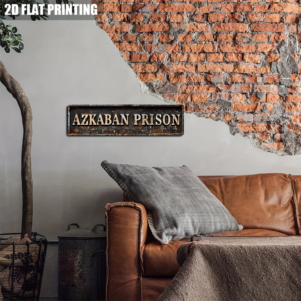 Vintage Azkaban Prison Tin Sign Retro Metal Wall Decor for Harry Potter Fans, 2D Flat Printing Nostalgic Plaque for Home Bar Man