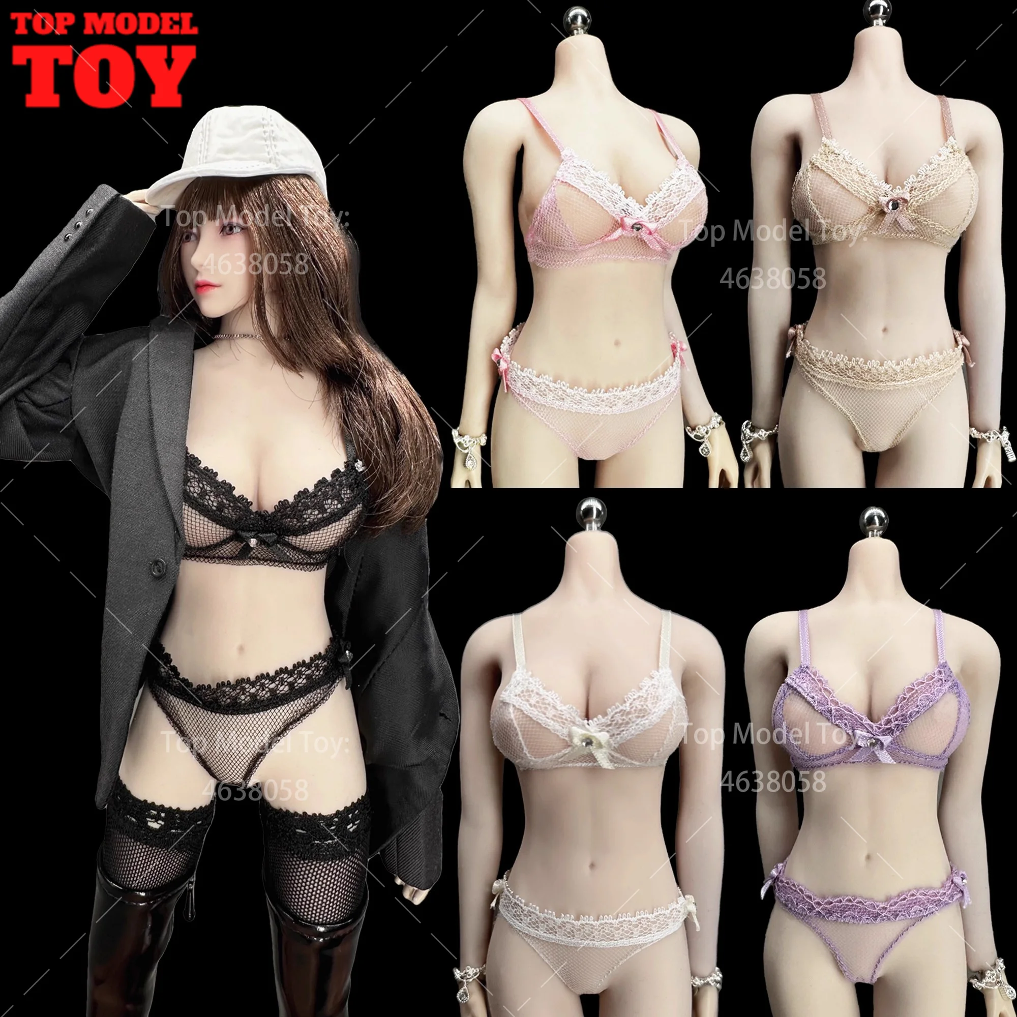 

CJG-060 1/6 Bikini Lace Underwear Set Bra Underpants Clothes Model Fit 12" PH TBL Female Soldier Action Figure Body Dolls Toy