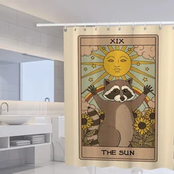 Shower Curtains for Bathroom Accessories Set Raccoon Tarot Cards Bath Curtain Waterproof Fabric the Anti-mold Opaque Washable