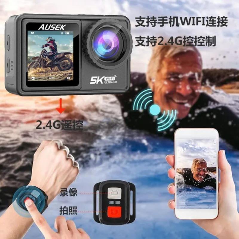 2025 New 5K Touch High Definition Sports Camera Outdoor Waterproof WIFI Front and Rear Dual Screen Display Recorder