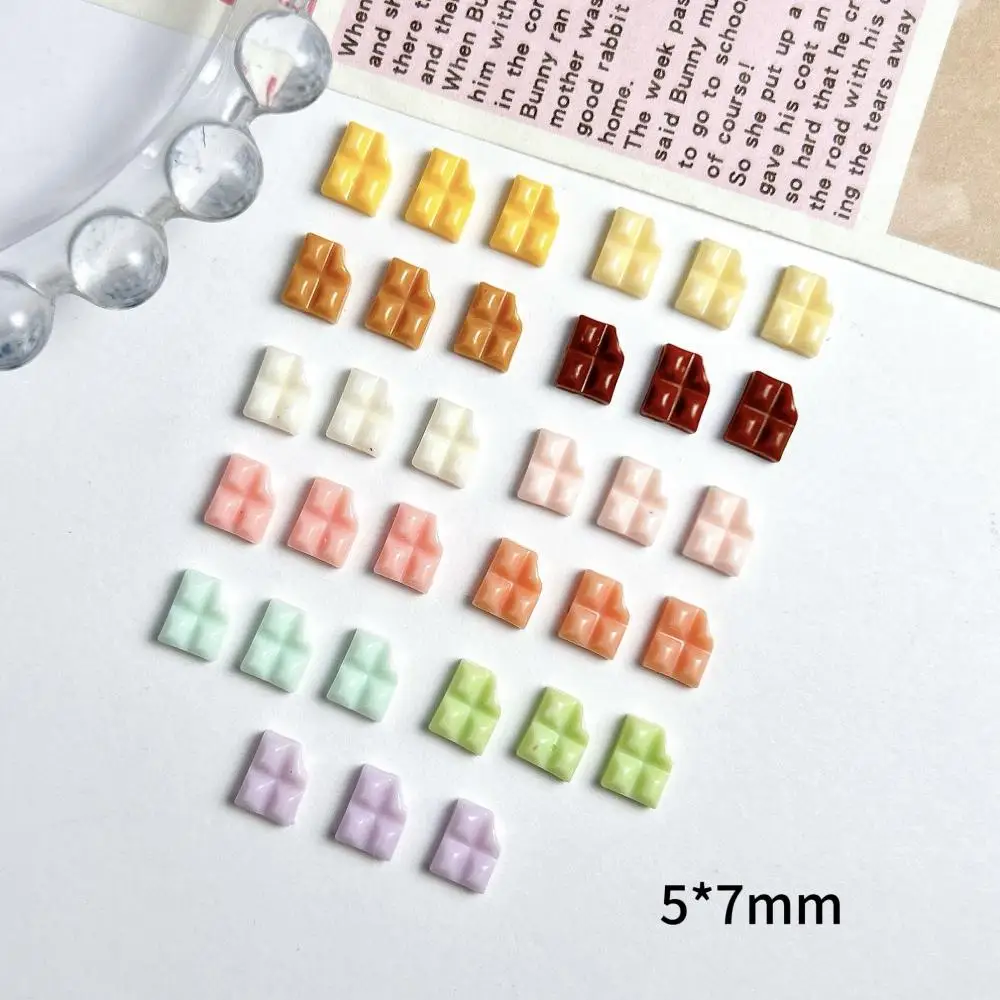 60PCS Mini Colorful Chocolate Resin Nail Charms Cute Luminous Glossy Notch Chocolate Nail Art Decorations DIY Nails Accessories